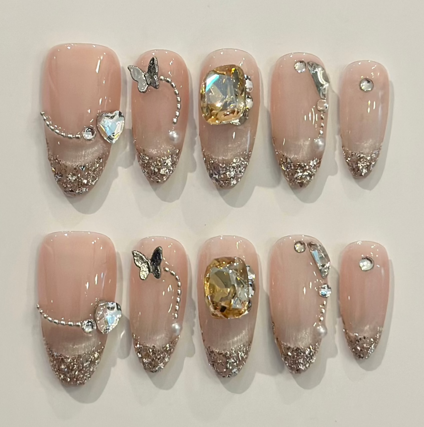 SPARKLING FRENCH | handmade press on nails