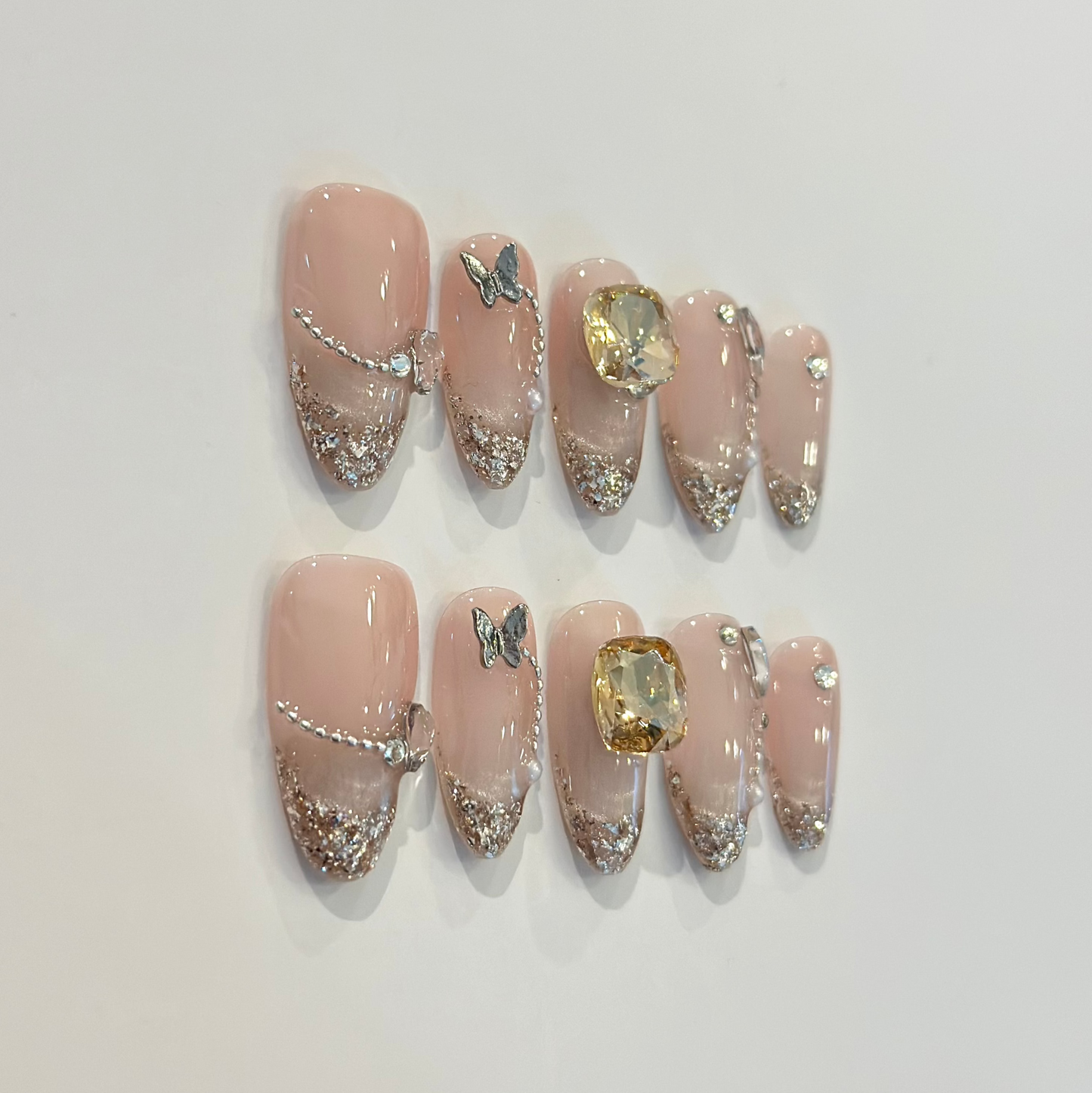 SPARKLING FRENCH | handmade press on nails