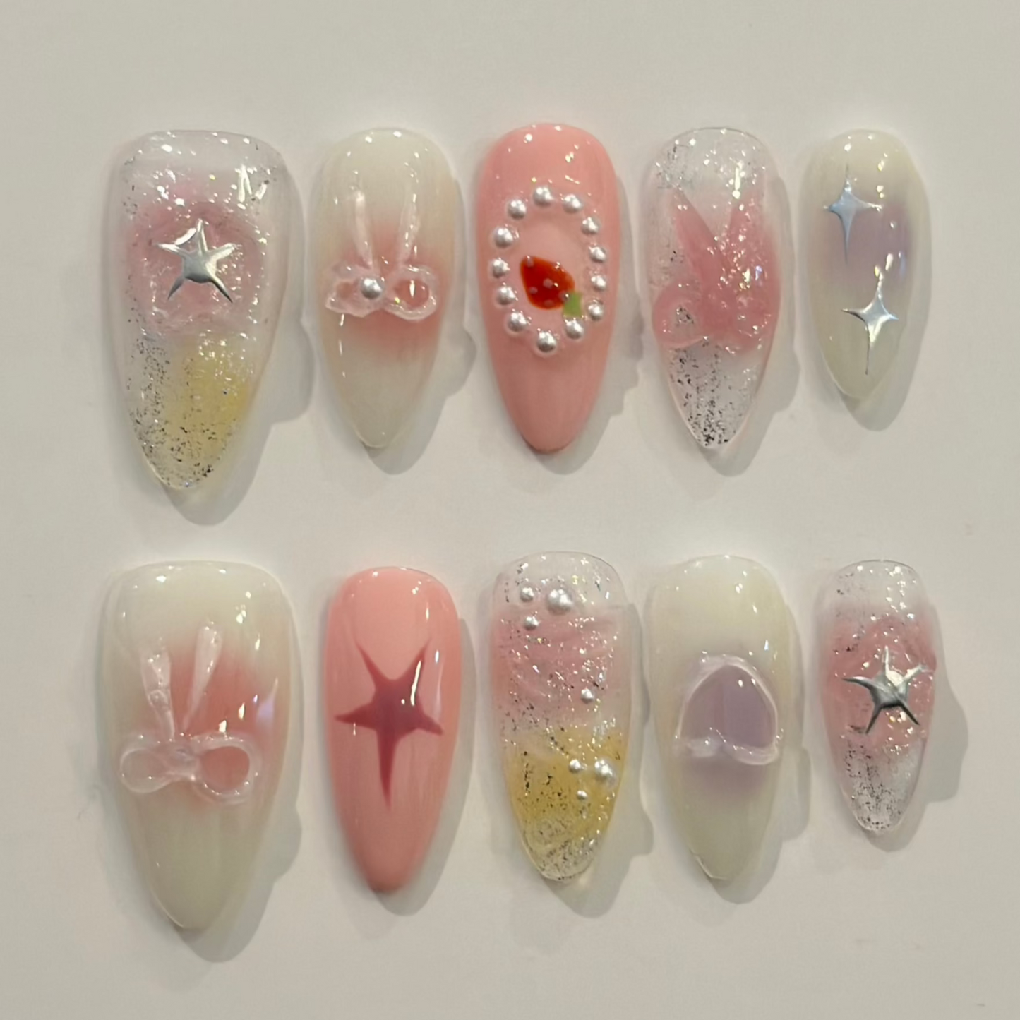 3D PINK LAVENDER BABYGIRL | handmade press on nails