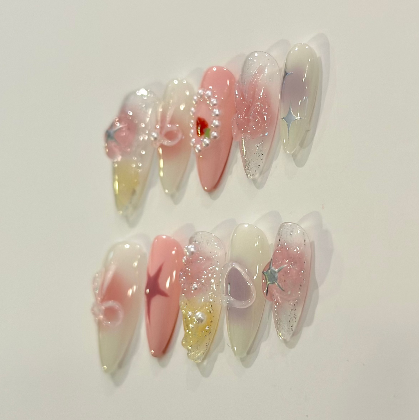 3D PINK LAVENDER BABYGIRL | handmade press on nails