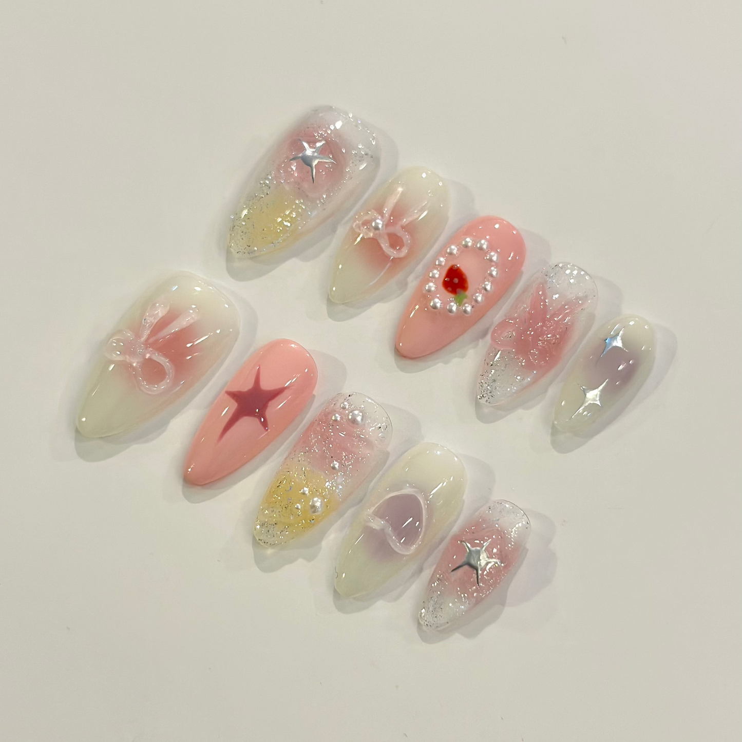 3D PINK LAVENDER BABYGIRL | handmade press on nails
