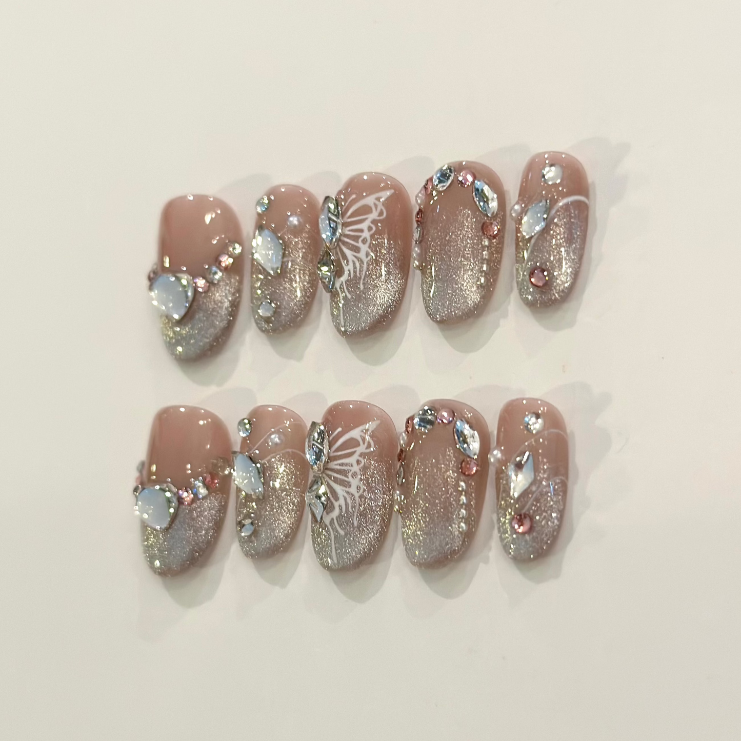 CAT EYE BUTTERFLY ELEGANCE | handmade press on nails