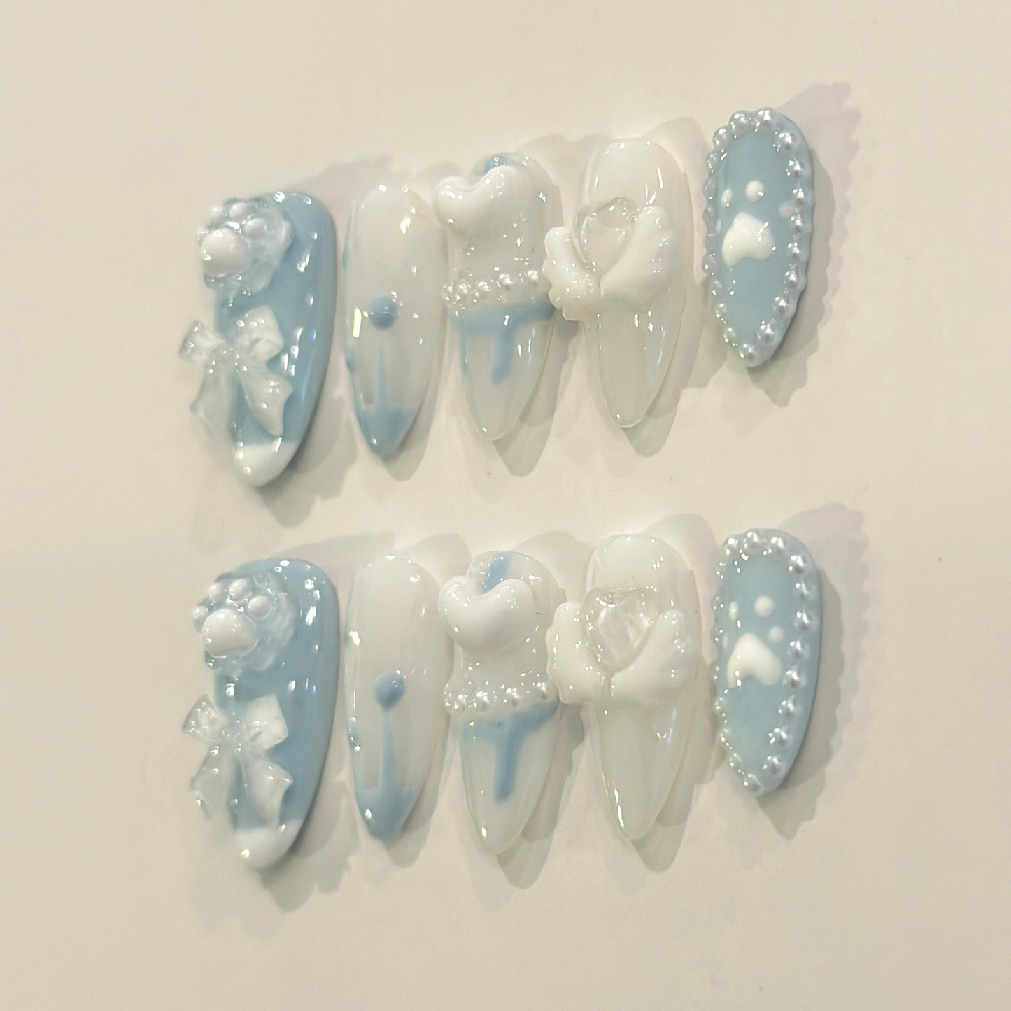 BABY BLUE CELESTIAL PAWS | handmade press on nails