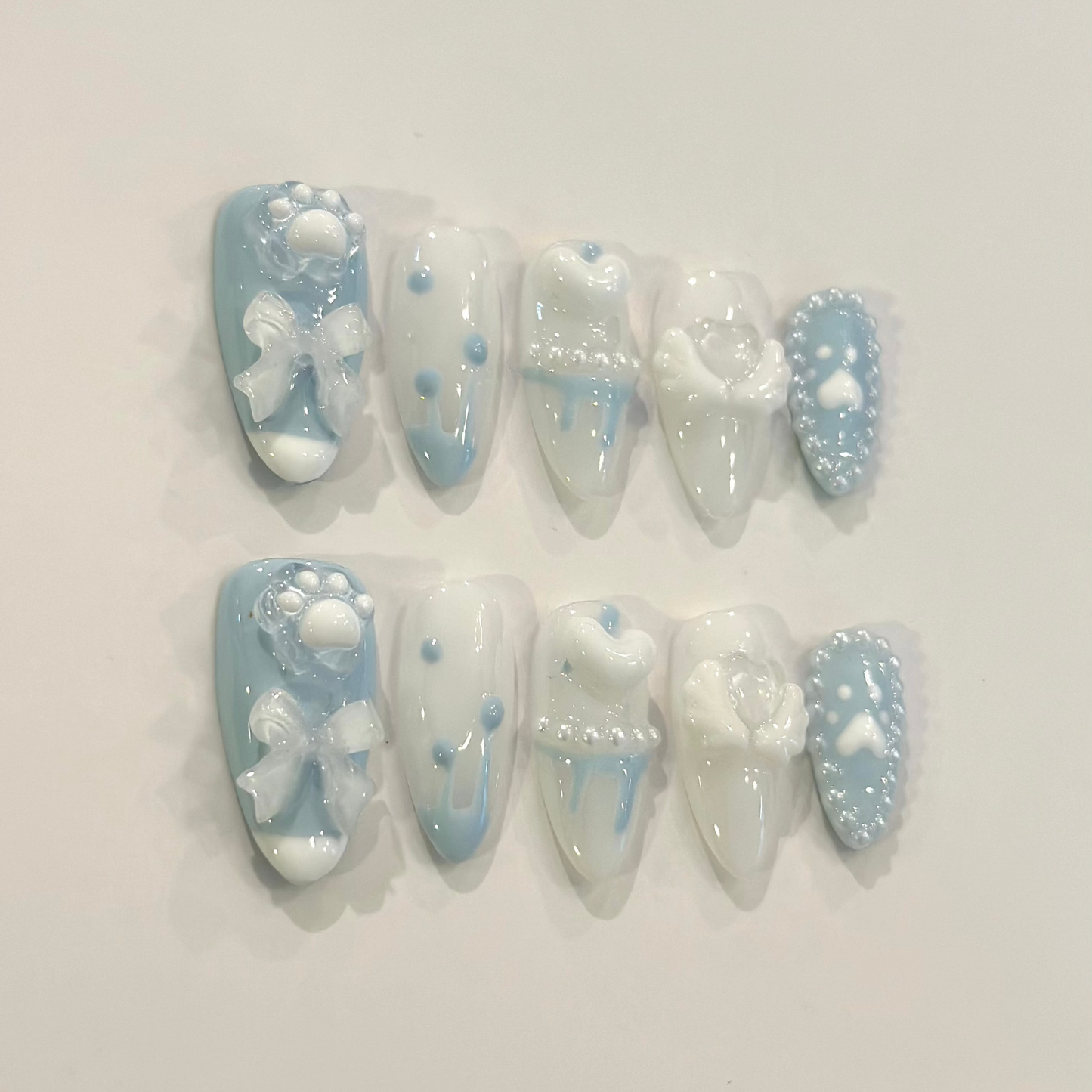 BABY BLUE CELESTIAL PAWS | handmade press on nails
