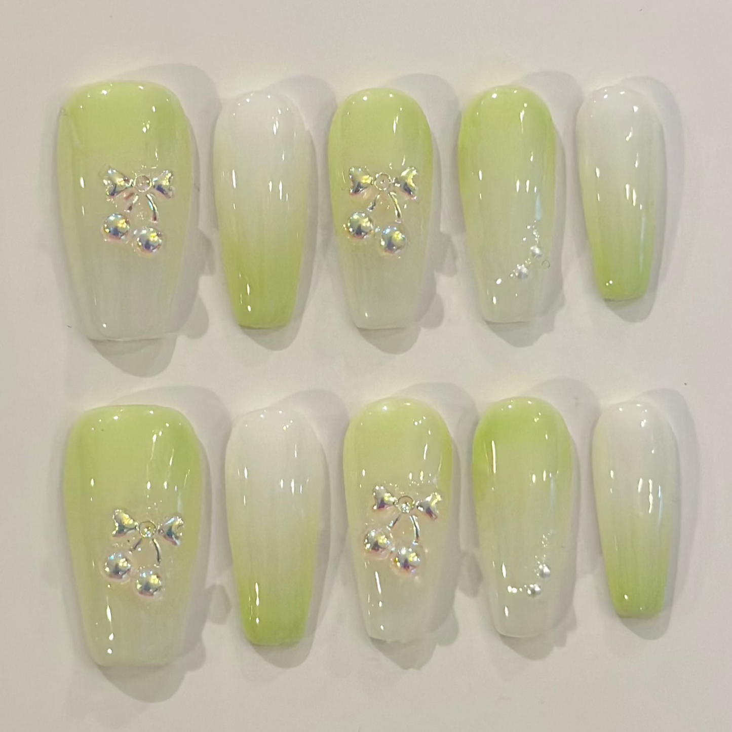 GREEN CHERRY LEMONADE | handmade press on nails