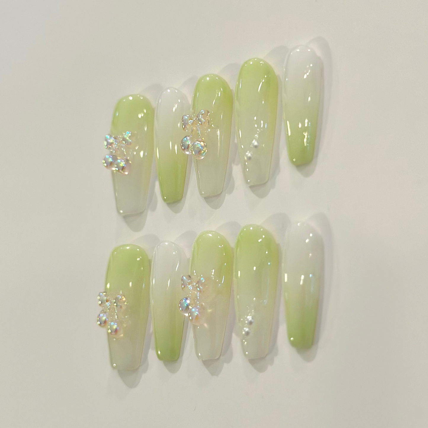 GREEN CHERRY LEMONADE | handmade press on nails