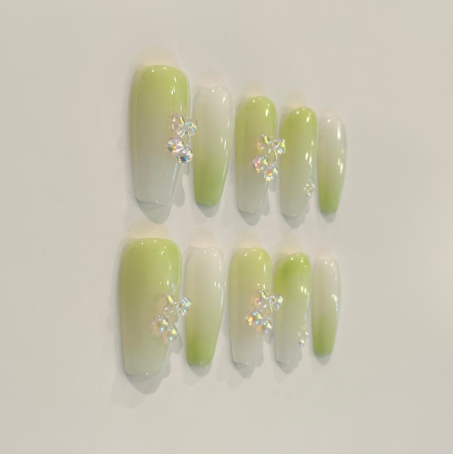 GREEN CHERRY LEMONADE | handmade press on nails