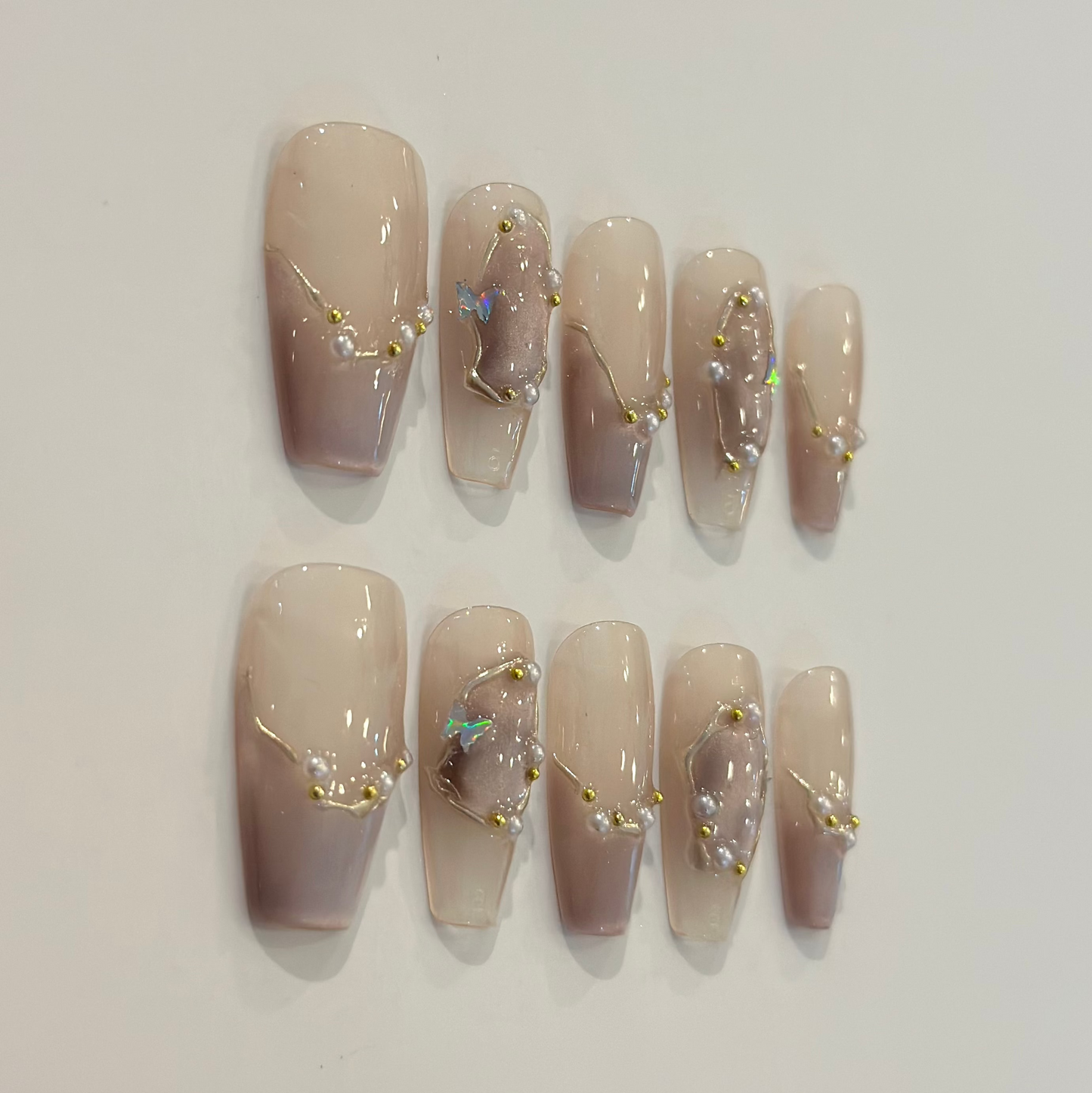 FRENCH PURPLE BUTTERFLY | handmade press on nails